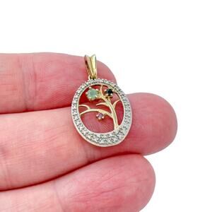 Estate Ross Simons Vermeil Sterling Silver 925 Gemstone Tree Pendant